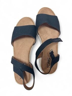 TOMS Black Dual-Strap Platform Sandals